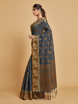 Vasudha Warm Grey Zari Woven Design Chanderi Cotton Saree