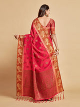 Vasudha Dusty Pink Zari Woven Design Chanderi Cotton Saree