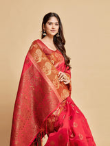 Vasudha Dusty Pink Zari Woven Design Chanderi Cotton Saree