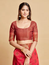 Vasudha Dusty Pink Zari Woven Design Chanderi Cotton Saree