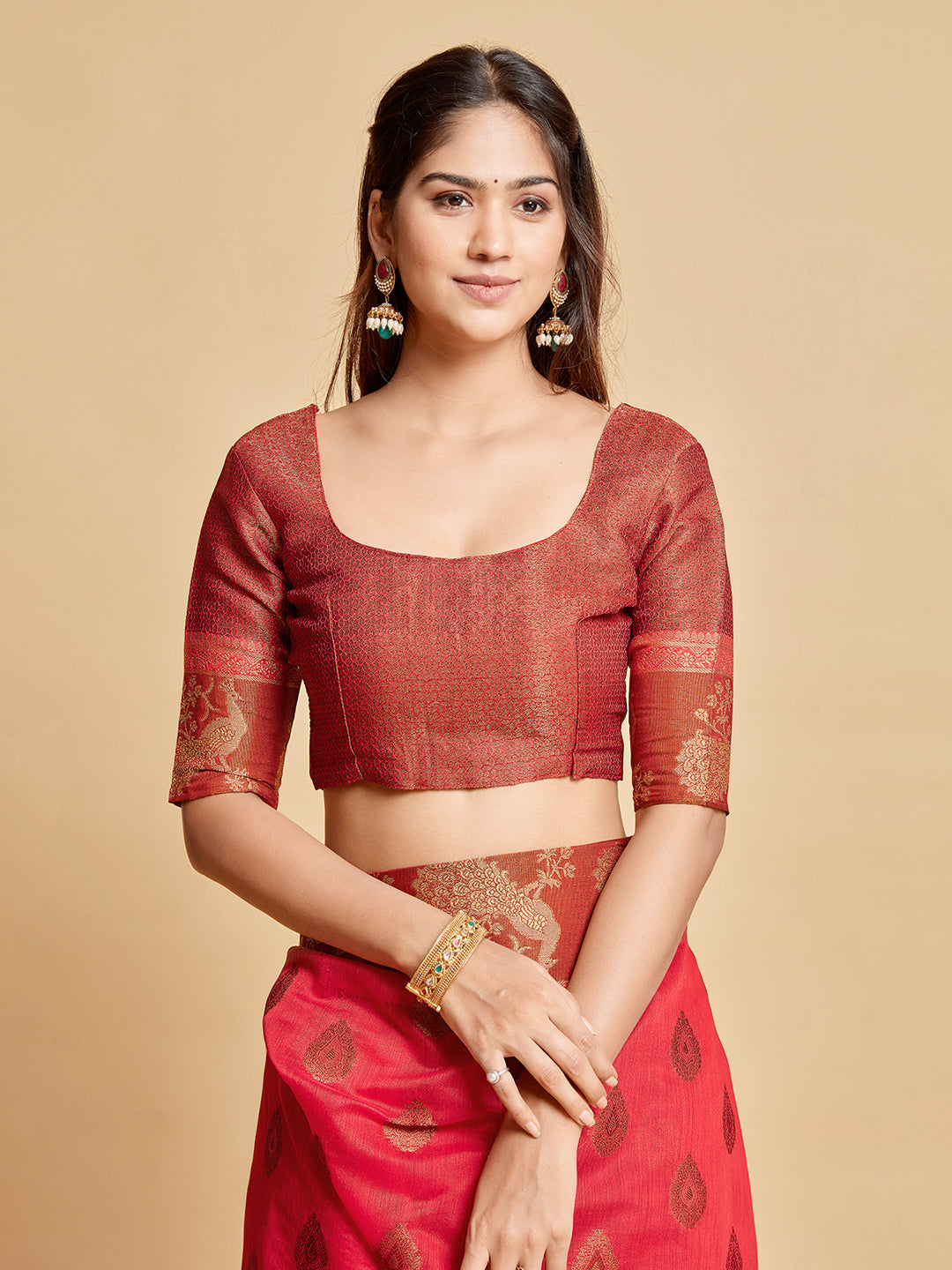 Vasudha Dusty Pink Zari Woven Design Chanderi Cotton Saree
