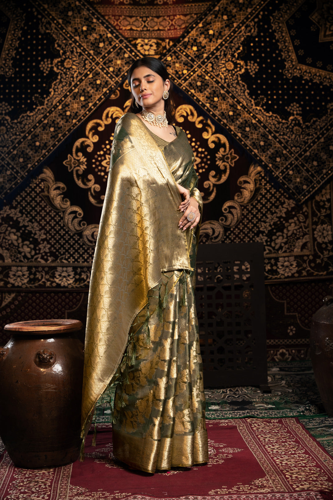 Vedika Grey Jimmi Choo Zari Woven Saree