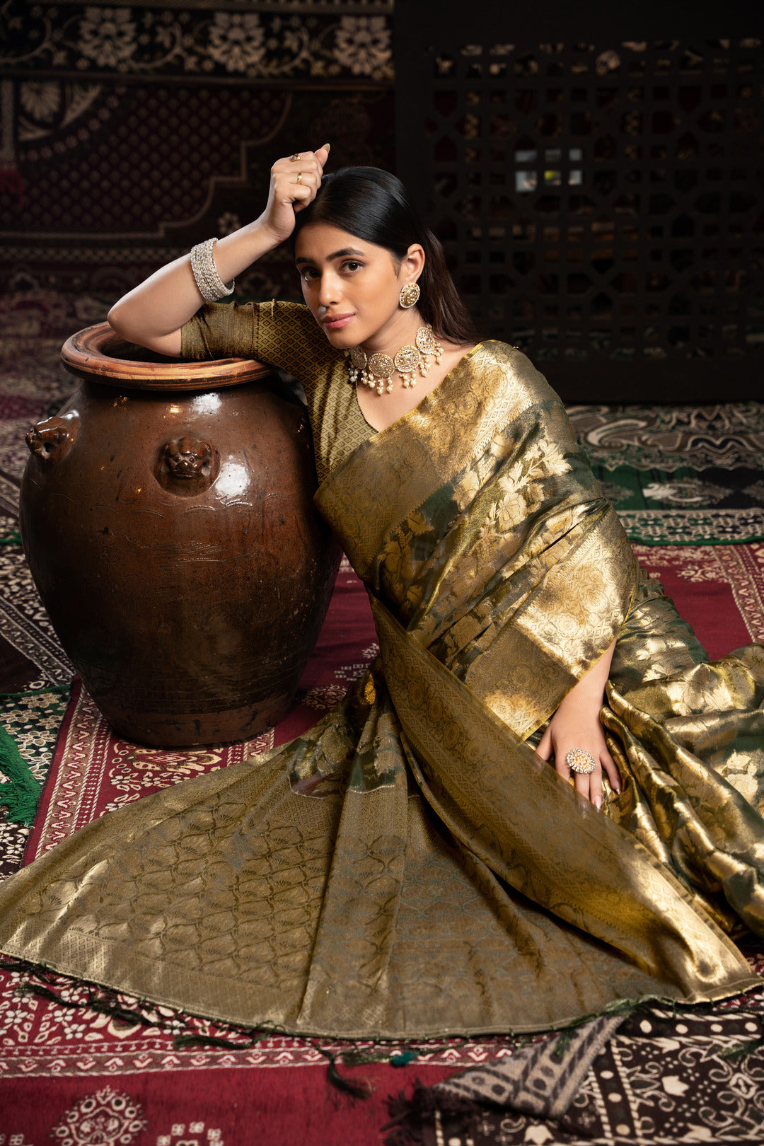 Vedika Grey Jimmi Choo Zari Woven Saree