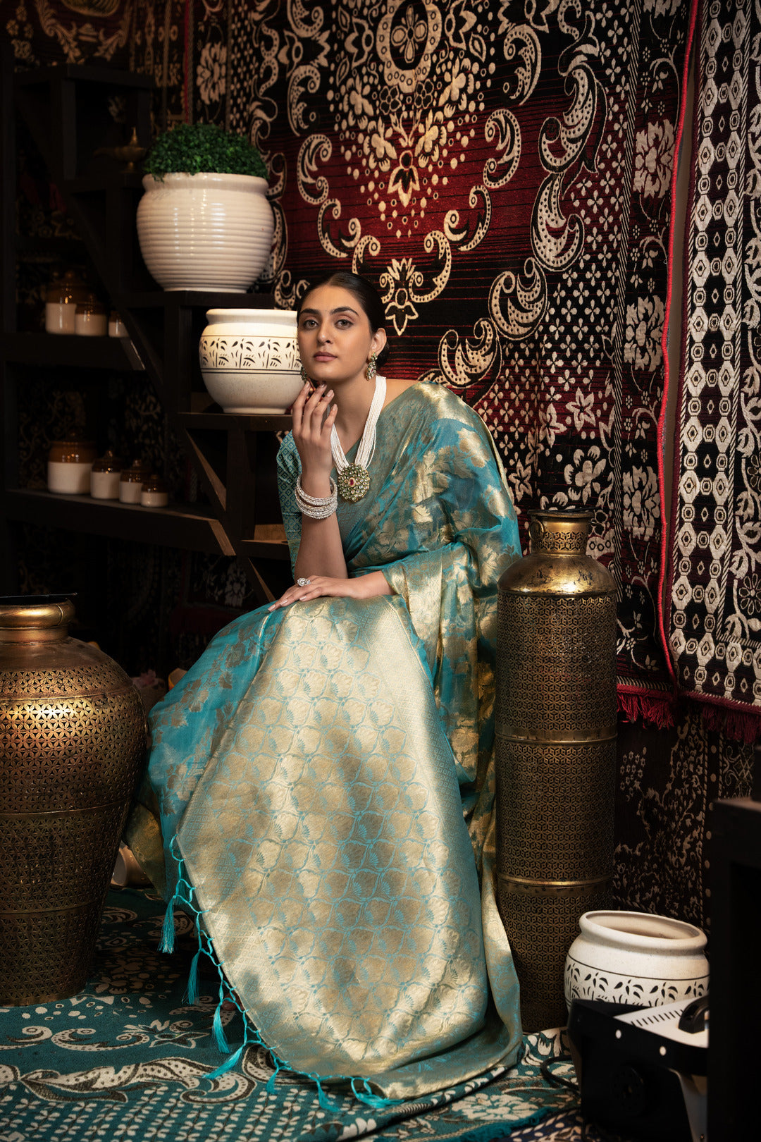 Vedika Blue Jimmi Choo Zari Woven Saree