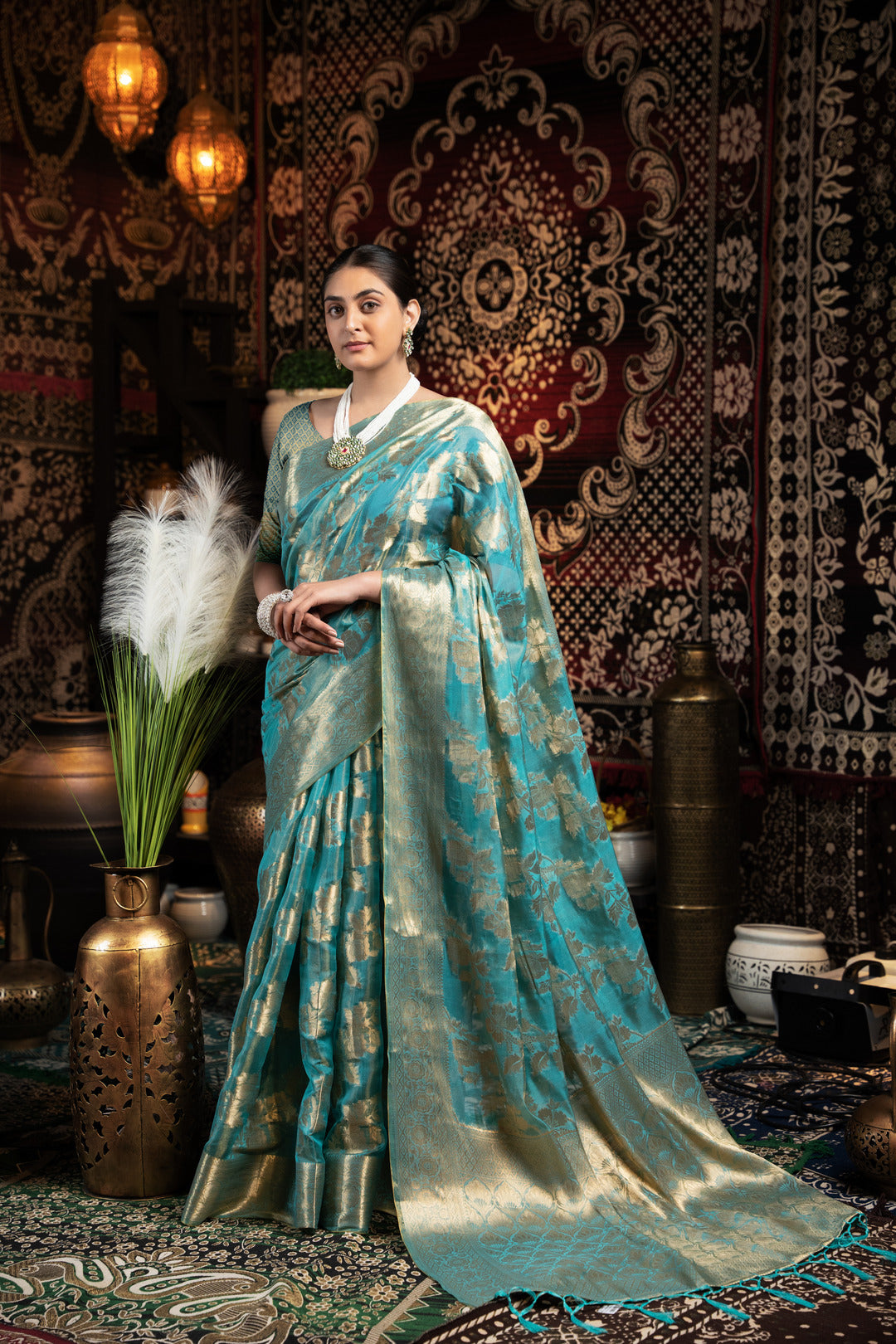 Vedika Blue Jimmi Choo Zari Woven Saree