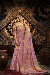 Vedika Pink Jimmi Choo Zari Woven Saree