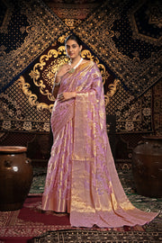 Vedika Pink Jimmi Choo Zari Woven Saree
