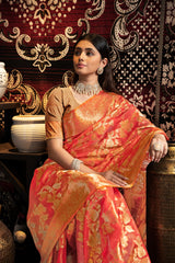 Vedika Red Jimmi Choo Zari Woven Saree