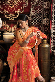 Vedika Red Jimmi Choo Zari Woven Saree