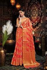 Vedika Red Jimmi Choo Zari Woven Saree