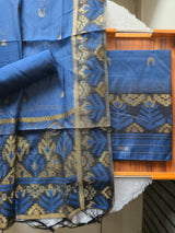 Lumière Navy Blue Soft Cotton Unstitched Suit Set