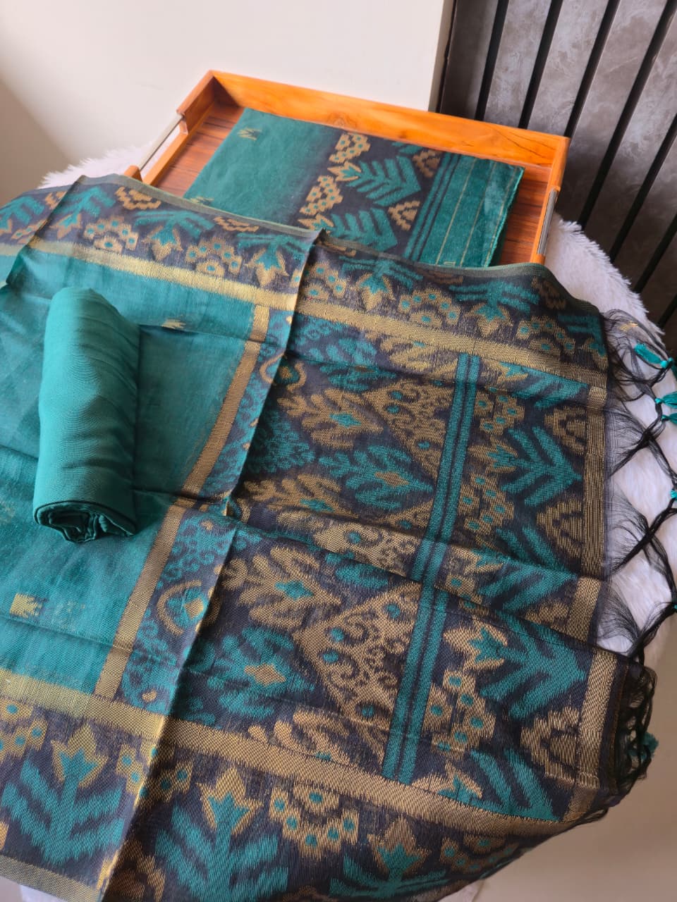 Lumière Green Soft Cotton Unstitched Suit Set