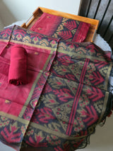 Lumière Red Soft Cotton Unstitched Suit Set