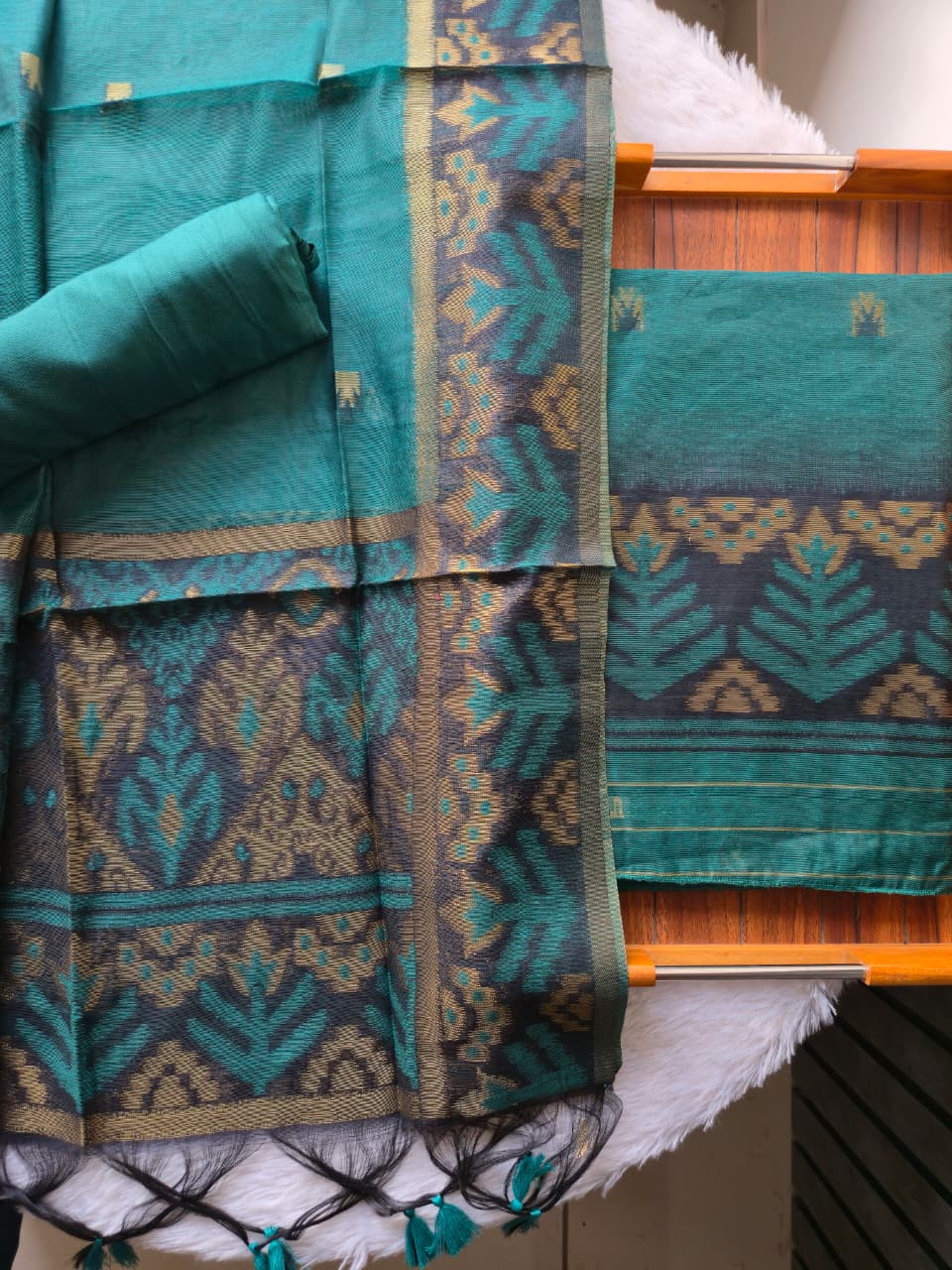 Lumière Green Soft Cotton Unstitched Suit Set