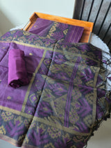 Lumière Wine Soft Cotton Unstitched Suit Set