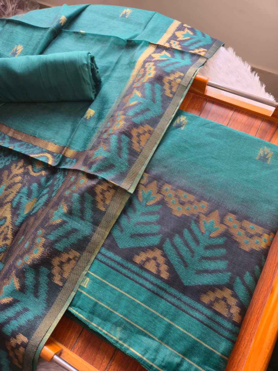 Lumière Green Soft Cotton Unstitched Suit Set