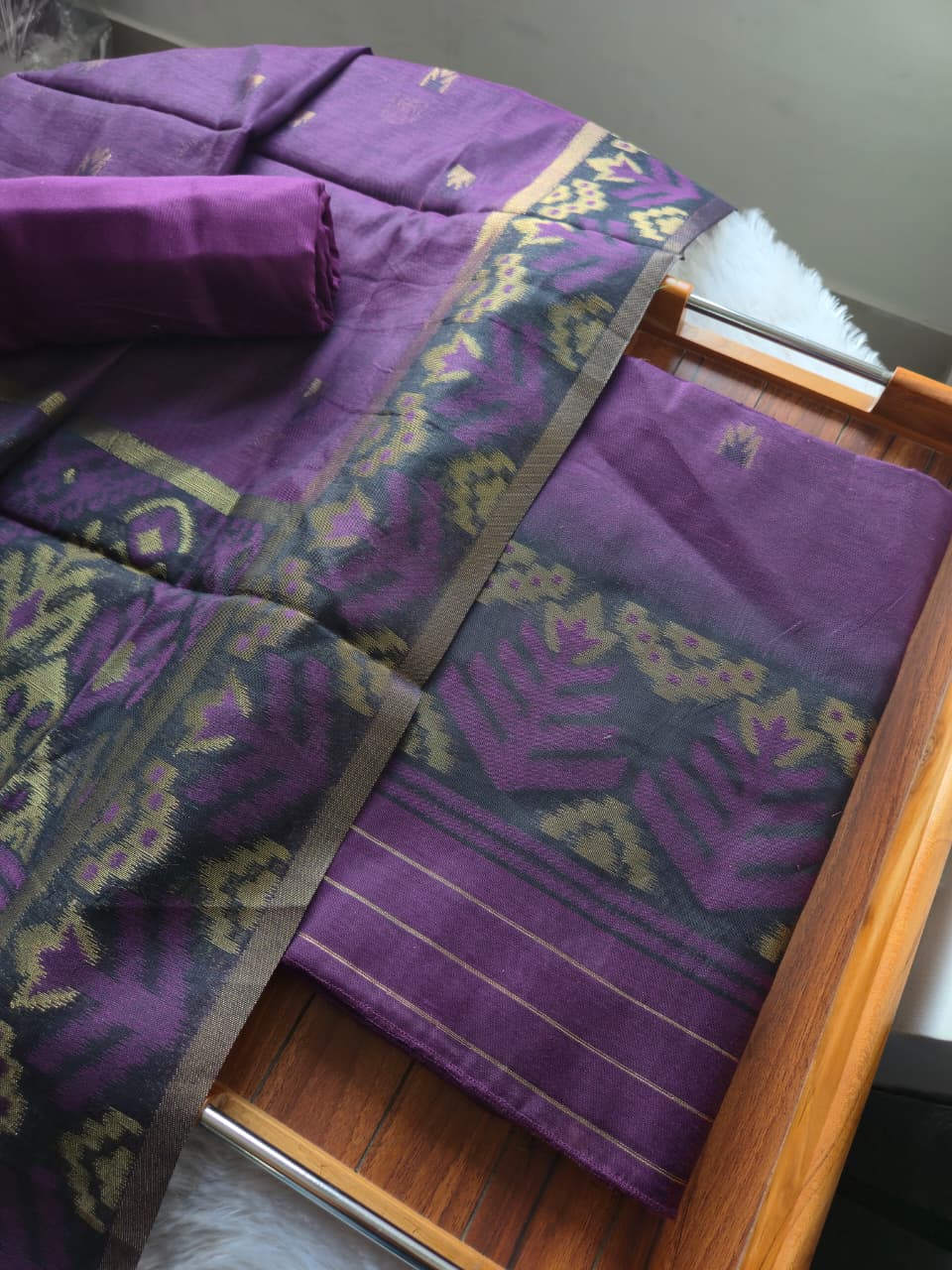 Lumière Wine Soft Cotton Unstitched Suit Set