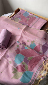 Mirage Mist Lavender Muga Cotton Unstitched Suit Set