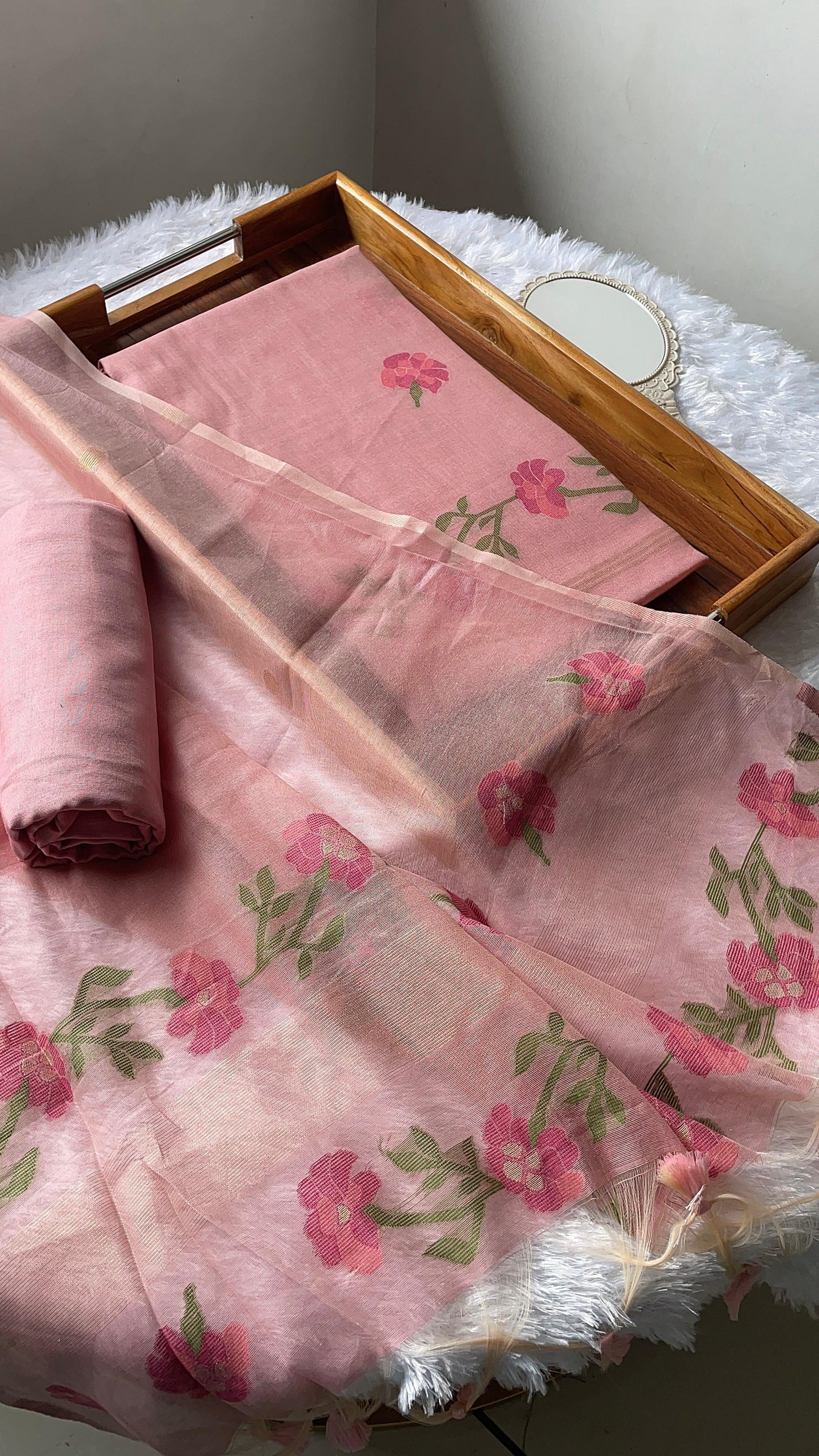 Petal Muse Pink Viscose Cotton Unstitched Suit Set