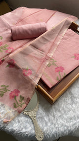 Petal Muse Pink Viscose Cotton Unstitched Suit Set