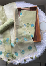 Petal Muse Green Viscose Cotton Unstitched Suit Set