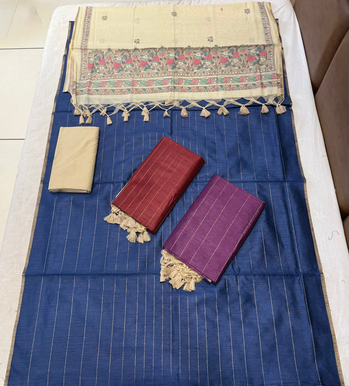 Modern Grace Wine Raw Silk Unstitched Suit Set