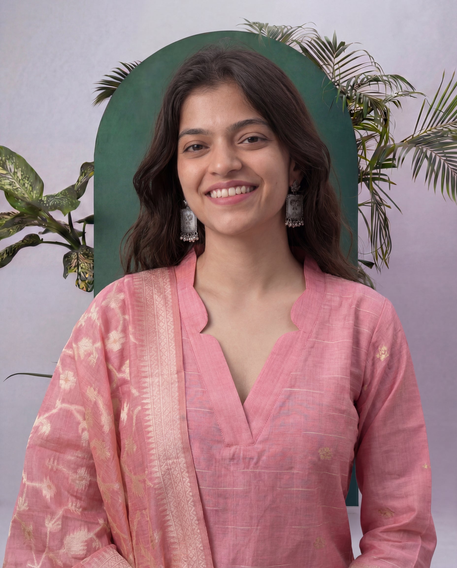 Pink Dune Muga Cotton Stitched Suit Sets