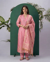 Pink Dune Muga Cotton Stitched Suit Sets