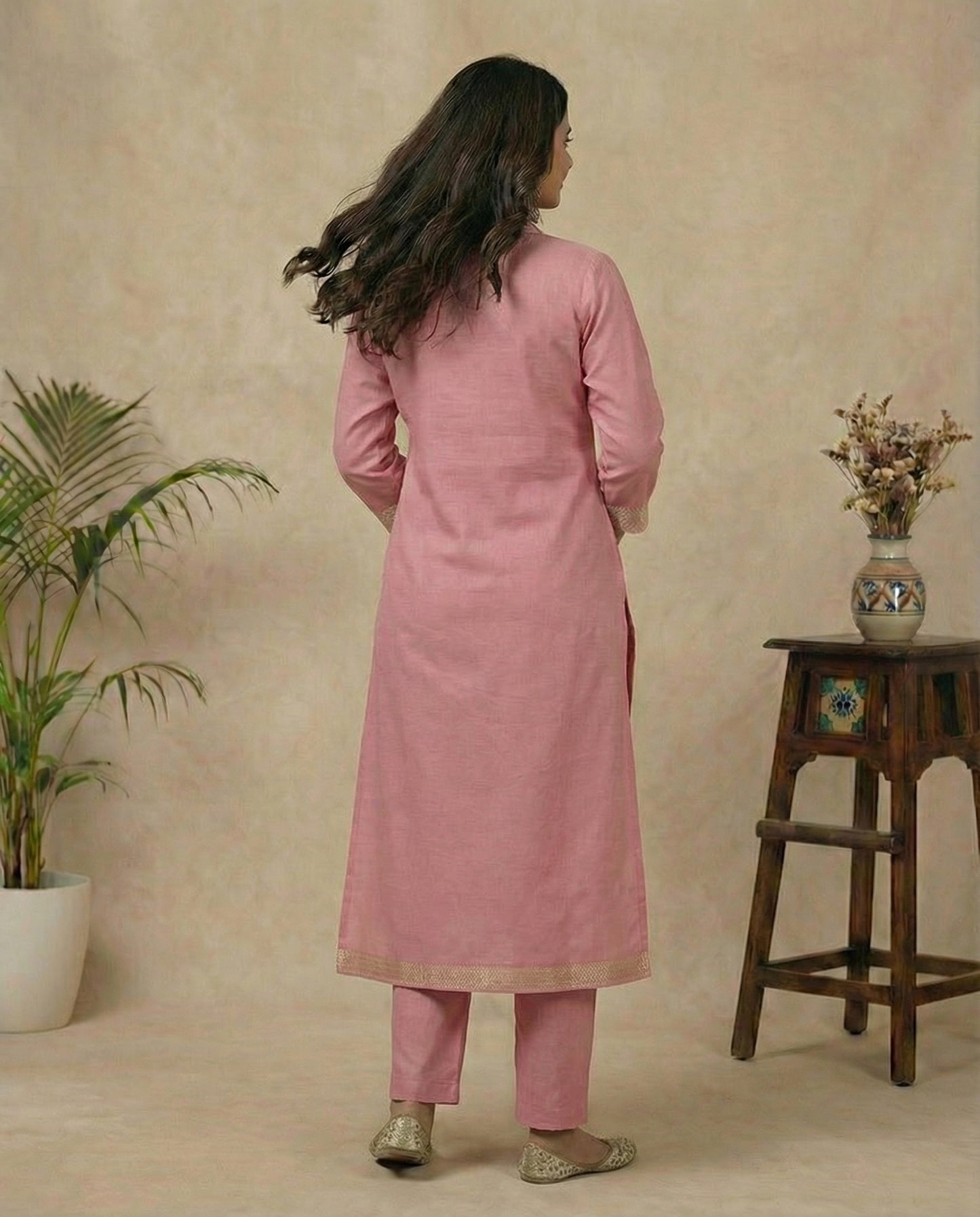 Pink Dune Muga Cotton Stitched Suit Sets
