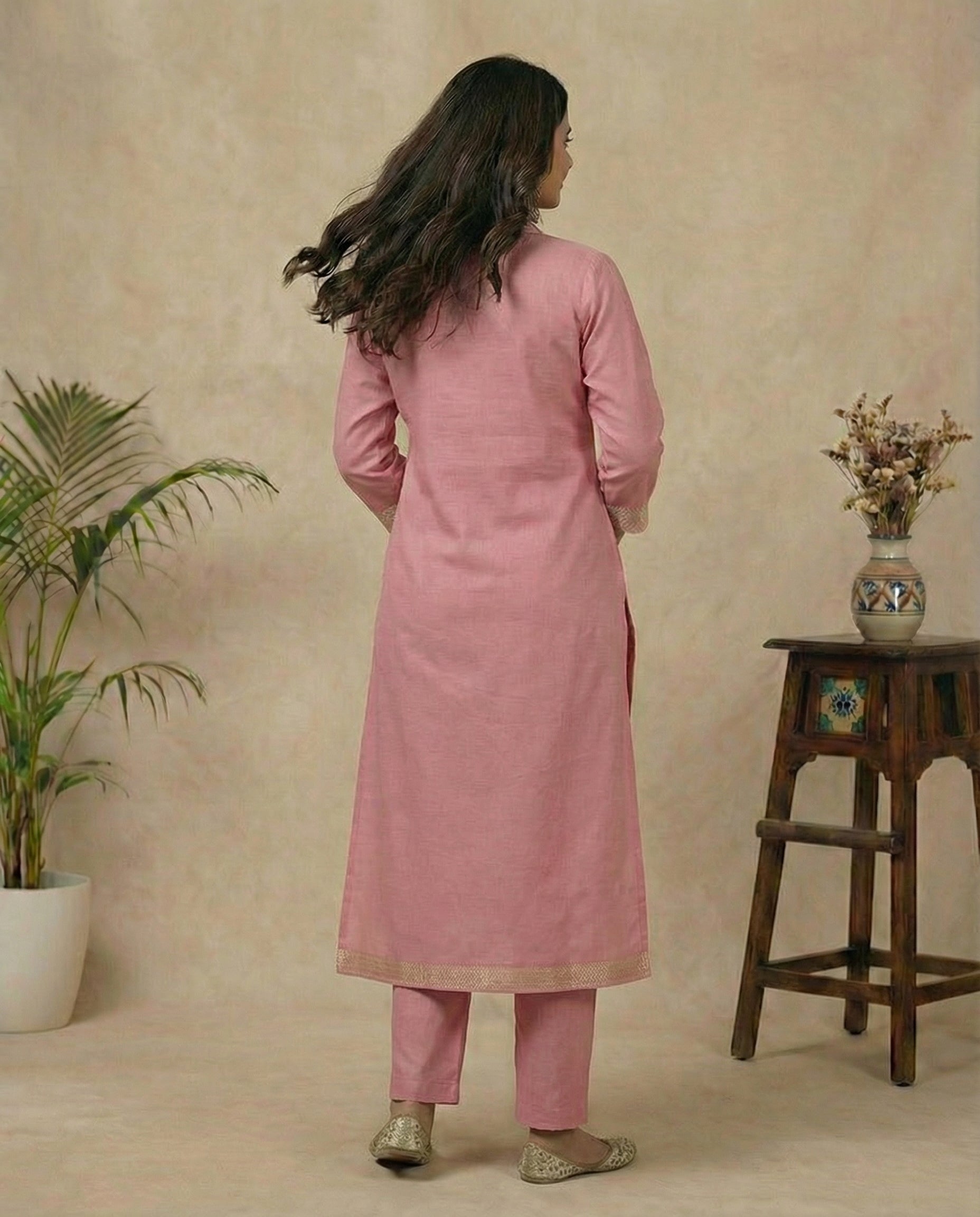 Pink Dune Muga Cotton Stitched Suit Sets