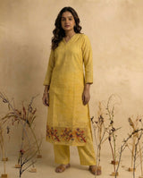 Terra Weave Yellow Muga Cotton Stitched Suit Sets