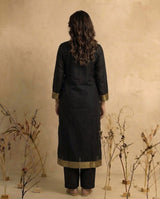 Ethnic Essence Black Soft Cotton Stitched Suit Sets
