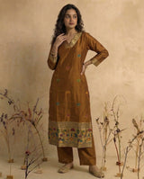 Ethnic Essence Mustard Yellow Soft Cotton Stitched Suit Sets