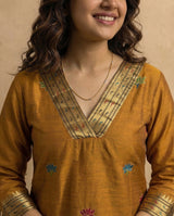 Ethnic Essence Mustard Yellow Soft Cotton Stitched Suit Sets