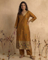Ethnic Essence Mustard Yellow Soft Cotton Stitched Suit Sets
