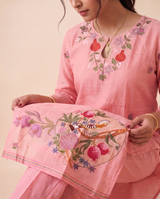 Elia Pink Muga Cotton Stitched Suit Sets