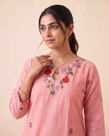 Elia Pink Muga Cotton Stitched Suit Sets