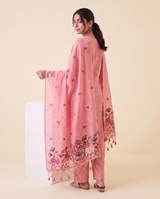 Rose Mist Pink Muga Cotton Stitched Suit Sets