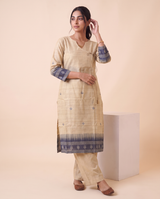 Solene Off-White Muga Cotton Stitched Suit Sets