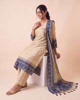 Solene Off-White Muga Cotton Stitched Suit Sets
