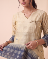 Solene Off-White Muga Cotton Stitched Suit Sets