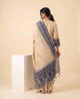 Solene Off-White Muga Cotton Stitched Suit Sets