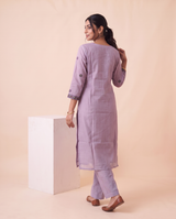 Elowen Lavender Muga Cotton Stitched Suit Sets