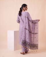 Elowen Lavender Muga Cotton Stitched Suit Sets