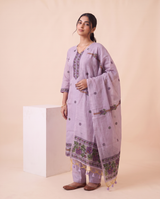 Elowen Lavender Muga Cotton Stitched Suit Sets