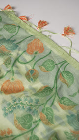 Trendy Tales Green Cotton Unstitched Suit Set