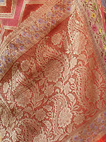 Load image into Gallery viewer, Rangkat Safron Orange Leheriya Design Banarasi Organza Saree
