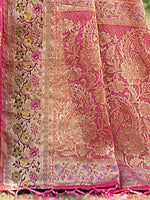 Load image into Gallery viewer, Rangkat Fuscia Pink Leheriya Design Banarasi Organza Saree
